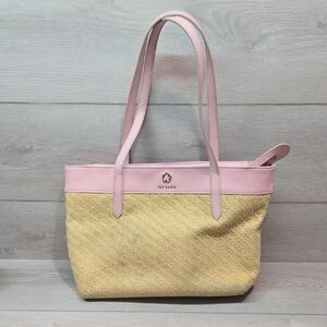 Ted Baker Women Pink& Tan Tote Bag Summer Espadrille Purse